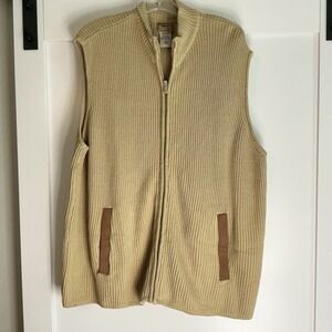 Vintage Scandia Woods Mens Full Zip‎ Knit Sweater Vest XL Pockets Brown
